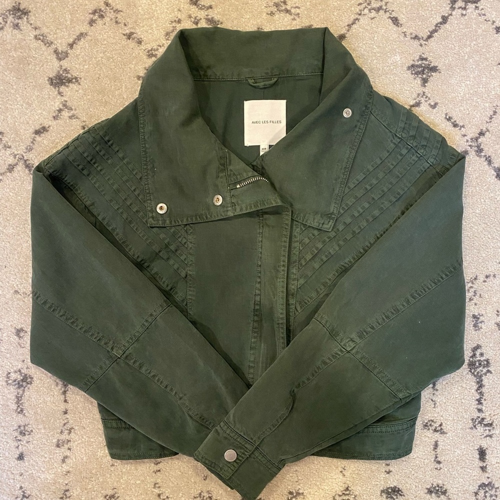 Avec Les Filles | Washed Cotton Envelope Jacket Khaki/Green - Picture 4 of 6